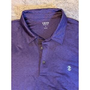 Izod Golf Purple Abstract Stripe Performance Long Sleeve Polo Preppy Men's XL